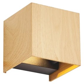 Candeeiro de parede exterior escandinavo com impressão de madeira incluindo LED IP54 - Edwin