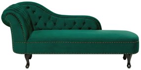Chaise-longue à esquerda em veludo verde NIMES Beliani