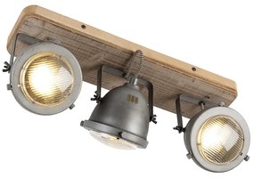 LED Foco Inteligente Aço com Madeira Inclinável incl. 3 WiFi GU10 - Emado Industrial