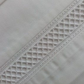 BRANCO - CAMA 200 - Jogo de lençóis 100% algodão percal branco com renda aplicada 280X300 cm