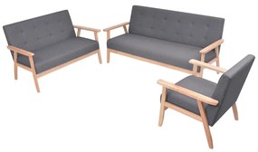 vidaXL Conjunto de sofás 3 pcs tecido cinzento escuro