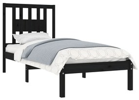 Estrutura cama pequena solteiro 75x190 cm madeira maciça preto