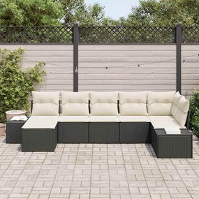 Conjunto de Sofá de Jardim 7 pcs Preto Rattan de PE