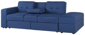 Sofá-cama de 3 lugares com repousa-pés  em tecido azul marinho  FALSTER Beliani