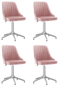 vidaXL Cadeiras de jantar giratórias 4 pcs veludo rosa