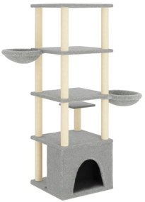 Árvore p/ gatos c/ postes arranhadores sisal 147 cm cinza-claro