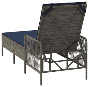 Espreguiçadeira Cinza Rattan PE 157 x 55 x 92 cm Dobrável