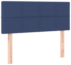 Cama box spring c/ colchão e LED 100x200 cm tecido azul