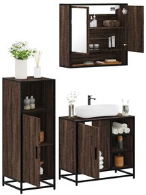 vidaXL 3 pcs conj. móveis WC derivados madeira cor carvalho castanho