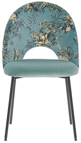 Conjunto de 2 cadeiras de jantar com padrão floral em veludo verde COVELO Beliani