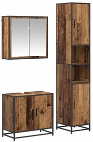 vidaXL Conjunto de Móveis para Banheiro com porta 3 pcs Madeira Antiga