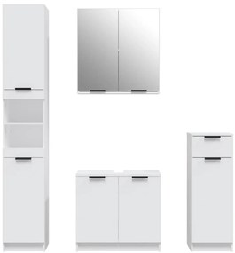4pcs conj. armários casa de banho madeira processada branco