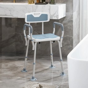 Cadeira de Duche Ergonómica, 56,5 x 53,5 x 87 cm, Altura Regulável, Branco