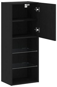 Armário de TV vidaXL com Luzes LED Carvalho Preto 40,5x30x102 cm