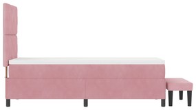 Cama Box Spring com Colchão &amp; Banco Rosa 80x200 cm Veludo