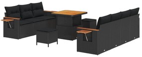 vidaXL Conjunto de Sofá de Jardim com almofada 13 pcs Preto vime PE