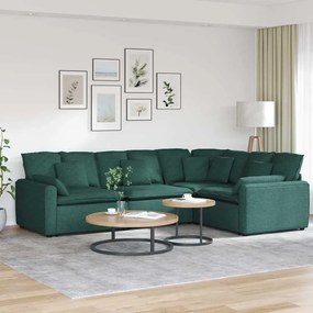 vidaXL Sofá modular com almofadas tecido verde-escuro