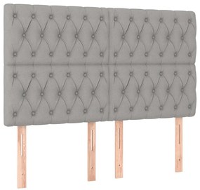 Estrutura de cama sem colchão 160x200 cm tecido cinzento-claro