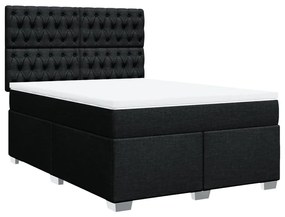 Cama com molas/colchão 160x200 cm tecido preto