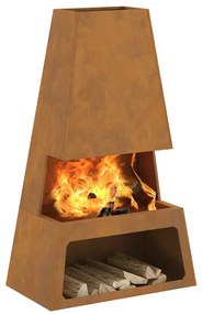 Fogão a lenha vidaXL com armazenamento de toras 60x35x100 cm em aço re