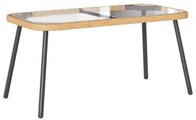 Conjunto de Sofá de Jardim 2 Peças com Almofadas em Rattan Natural