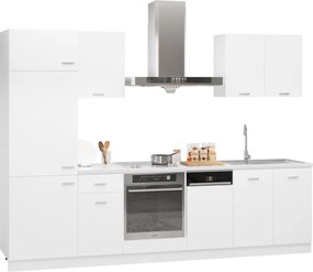 7 pcs conjunto armários de cozinha contraplacado branco