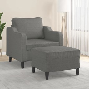 vidaXL Poltrona com apoio de pés 60 cm tecido cinzento-escuro