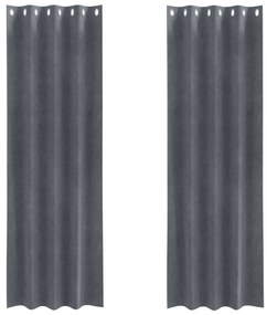 Cortinas blackout vidaXL com ilhós 2 peças em veludo cinza claro super