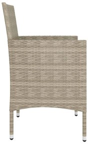 4 pcs conjunto de cadeiras e bancos de jardim vime PE bege