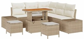 Conjunto de Sofás de Jardim com 8 Peças e Almofadas Beiges em Rattan S