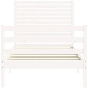 Estrutura cama de solteiro c/ cabeceira madeira maciça branco