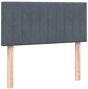 Cama com molas/colchão cinza-escuro 90x210 cm veludo