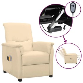 vidaXL Poltrona elevatória de massagens elétrica tecido creme