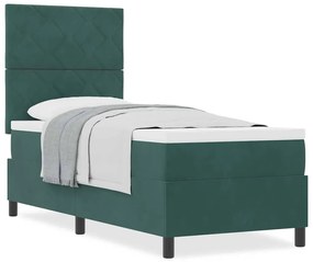 Cama Box com Colchão vidaXL Verde Escuro 80x200 cm Veludo