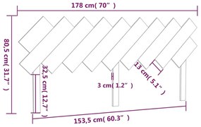 Cabeceira de cama 178x3x80,5 cm pinho maciço