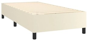 Estrutura de cama 90x190 cm couro artificial cor creme