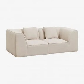 Sofá Modular De 2 Peças Estofado Cardea Chenille Bege Creme - Sklum