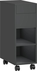 HOMCOM Mesa Auxiliar com Bancada Deslizante e Rodas Mesa Auxiliar com Armazenamento Oculto e Prateleira Ajustável 45x25x70 cm Preto | Aosom Portugal