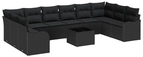 Conjunto de Sofá de Jardim vidaXL de 11 Peças com Almofadas Bege Poli