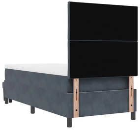 Cama Box Spring com Colchão &amp; Banco Cinza Escuro 90x200 cm Veludo