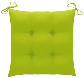 Cadeiras jardim c/ almofadões verde brilhante 4 pcs teca maciça