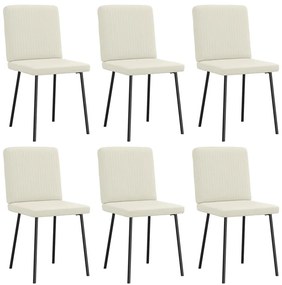 Cadeiras de jantar 6 pcs veludo cor creme