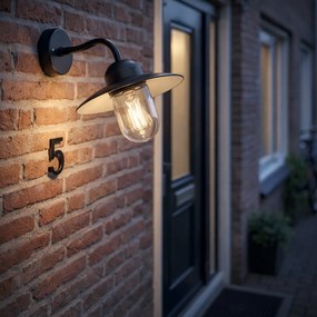 Candeeiro de parede exterior preto IP44 - Munich