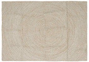 vidaXL Tapete Natural e Branco 120 x 170 cm Juta