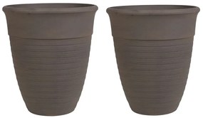 Conjunto de 2 vasos para plantas em pedra castanha 43 x 43 x 49 cm KATALIMA Beliani