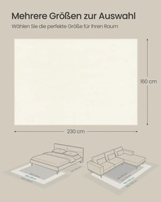 Tapete para sala de estar antiderrapante 160 x 230 cm Branco creme