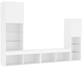 4pcs móveis de parede p/ TV c/ LEDs derivados de madeira branco