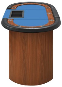 Mesa poker 10 jogadores 160x80x75cm c/ tabuleiro de fichas azul