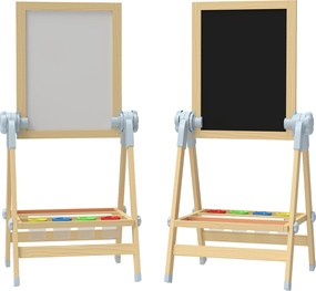 AIYAPLAY Cavalete Infantil com Altura e Ângulo Ajustáveis Dupla Face Quadro Branco Magnético e de Giz 48,5x46,5x70-97 cm Madeira | Aosom Portugal