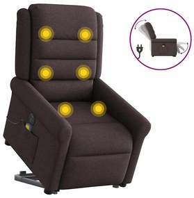 vidaXL Poltrona elétrica elevatória massagens tecido castanho-escuro